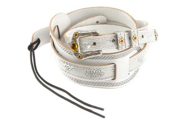 Gretsch Tooled Leather White Strap - 9220026000