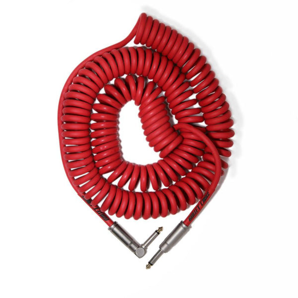 Bullet Cable BC15CCR 15' Coil Right Angle to Straight Angle Instrument Cable in Red