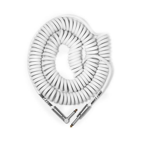 Bullet Cable BC30CCW 30' Coil Right Angle to Straight Angle Instrument Cable in White