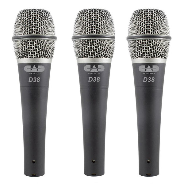 CAD 3 Pack of D38 Supercardioid Dynamic Microphones - D38X3