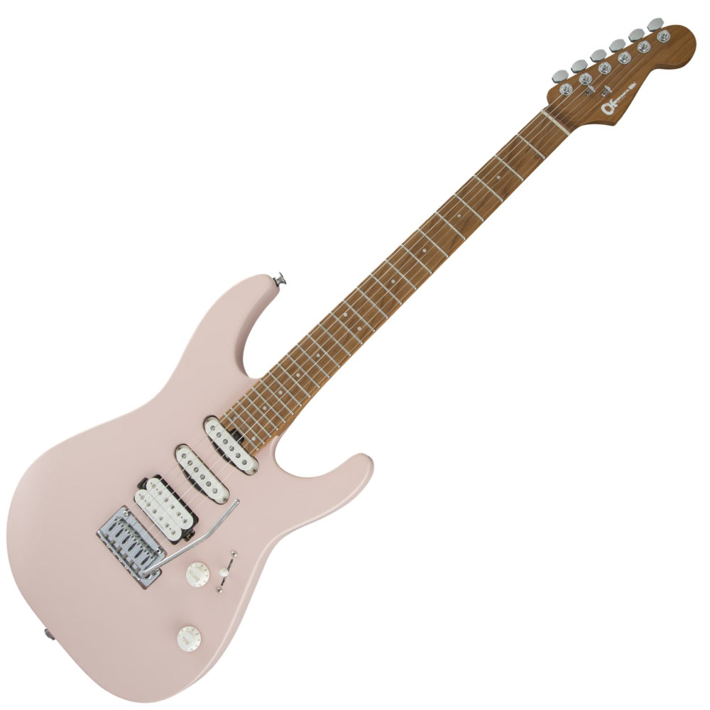 Charvel Pro-Mod Dinky DK24 HSS 2PT Caramelized Maple Electric Guitar in Satin Shell Pink - 2969433519