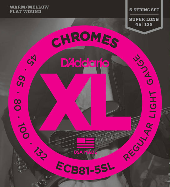 D'addario ECB815SL Chromes 5 String Regular Light Bass Strings 045-132