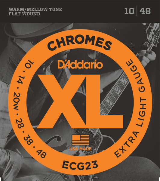 D'addario Nickel Plated Steel Flat Wound Jazz Electric Strings 010-048 - ECG23