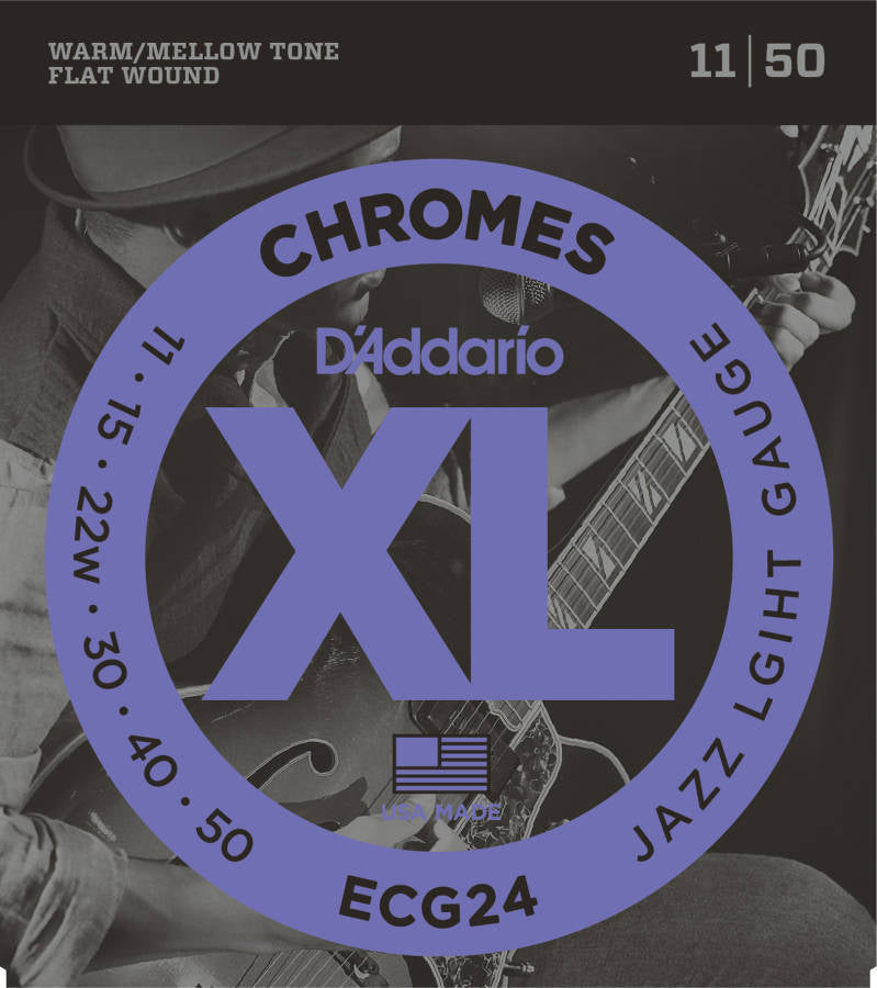 D'addario Nickel Plated Steel Flat Wound Jazz Electric Strings 011-050 - ECG24