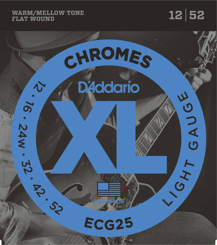 D'addario Nickel Plated Steel Flat Wound Jazz Electric Strings 012-052 - ECG25