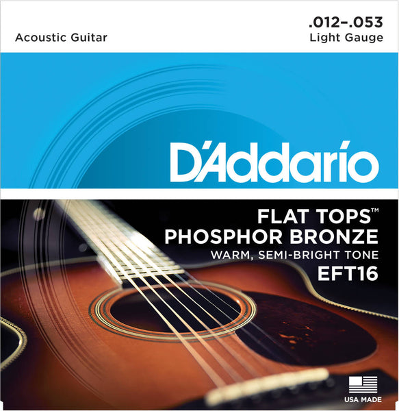D'addario EFT16 Flat Tops Phosphor Bronze Acoustic Strings Light 012-053