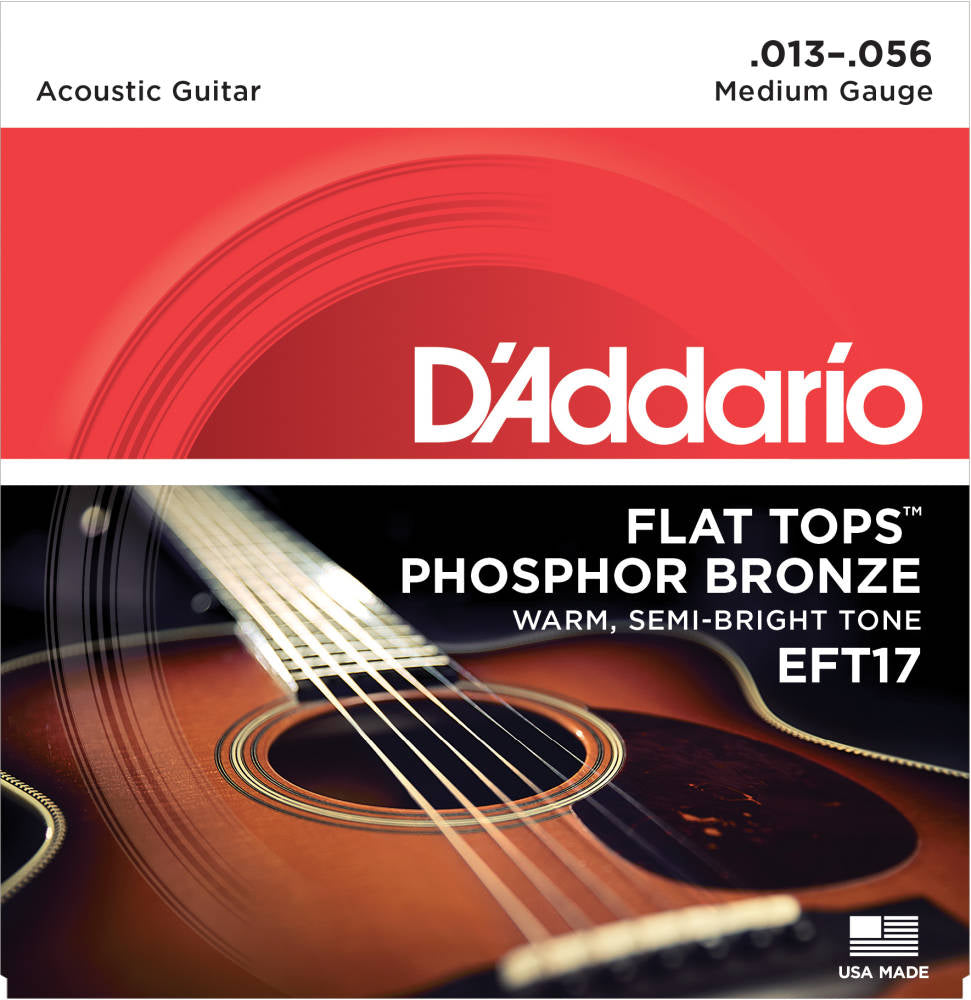 D'addario EFT17 Flat Tops Phosphor Bronze Acoustic Strings Medium 013-056