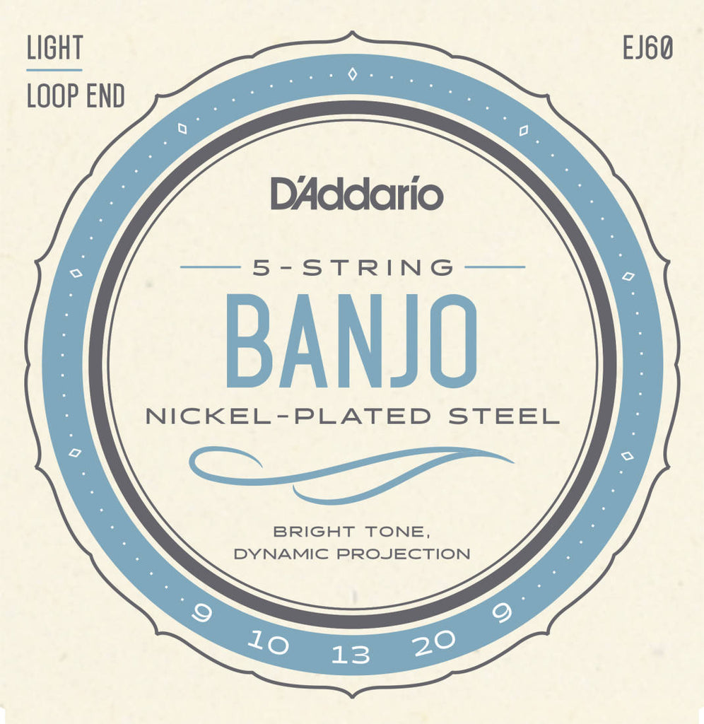 D'Addario EJ60 5 String Banjo Strings Nickel Wound 009,010,013,020,009