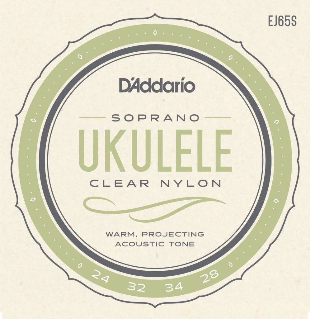 D'Addario EJ65S Clear Nylon Ukulele Strings 024 032 034 028
