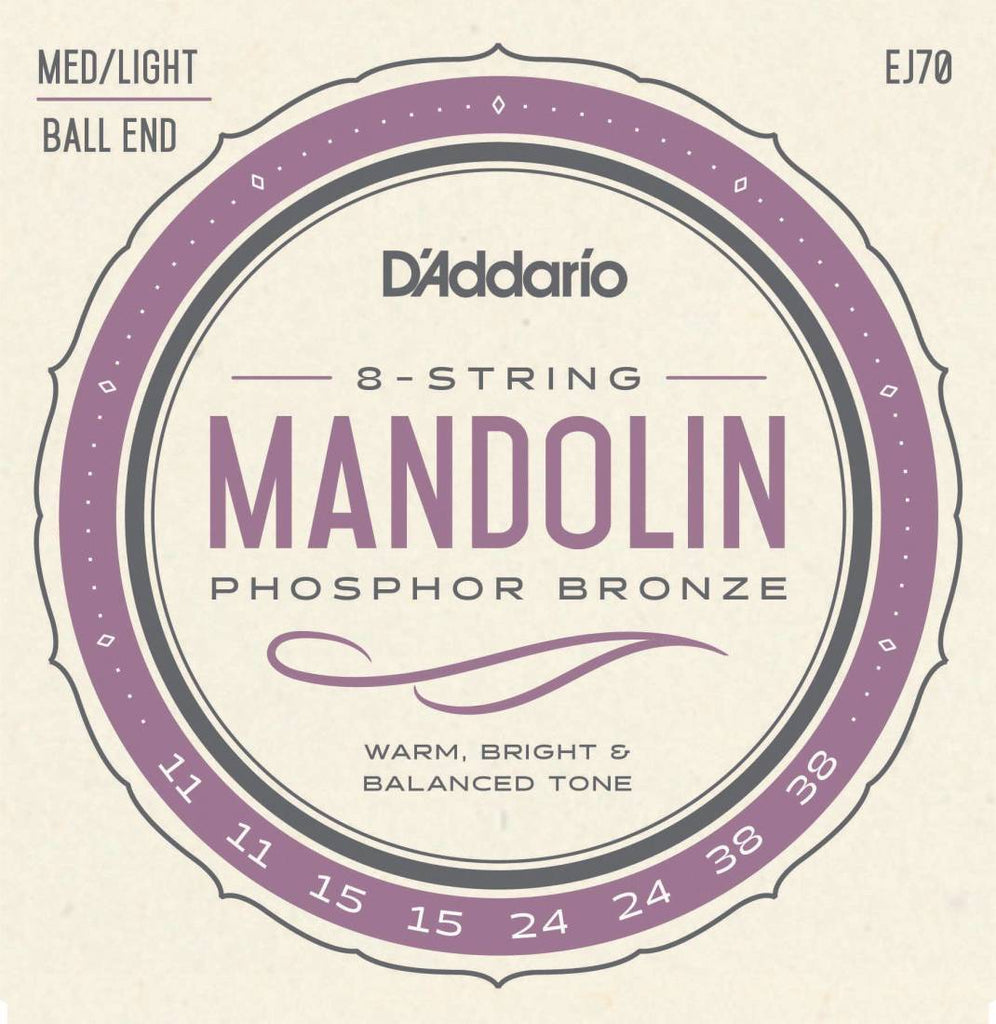 D'Addario EJ70 Ball End Mandolin Strings Phosphor Bronze Medium/Light 11-38