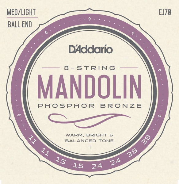 D'Addario EJ70 Ball End Mandolin Strings Phosphor Bronze Medium/Light 11-38