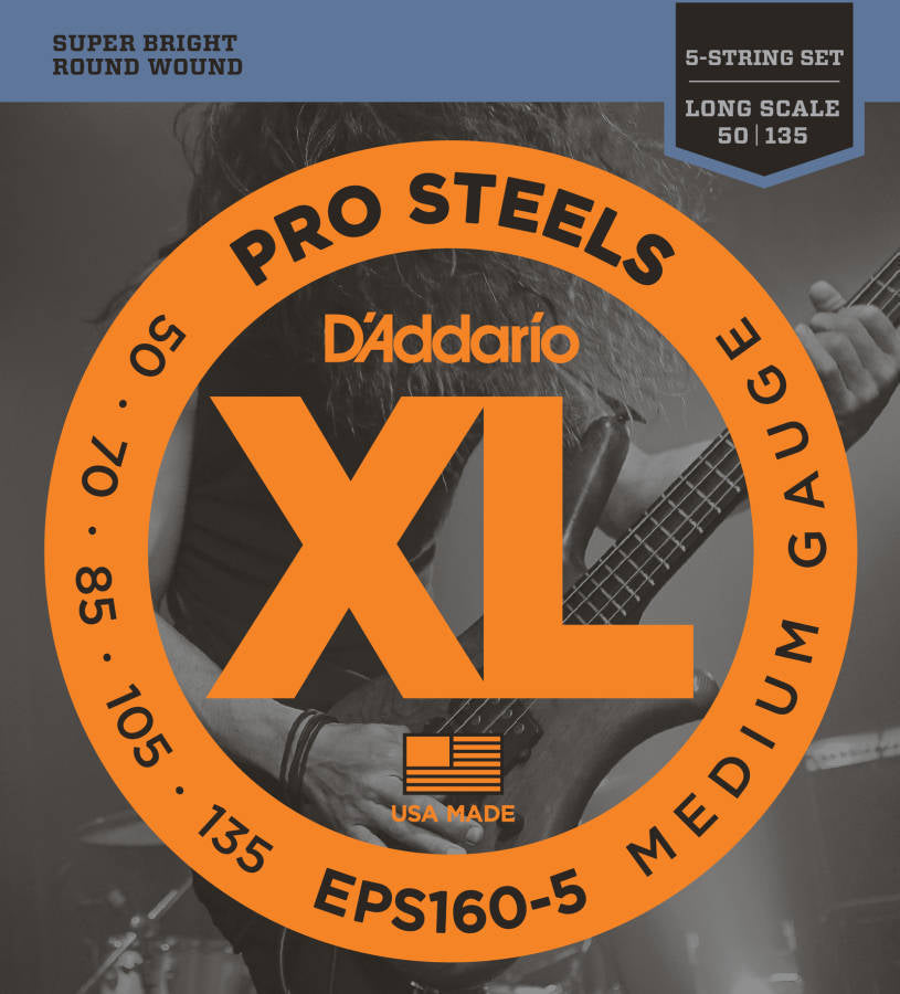 D'addario EPS1605 5 String ProSteels Long Scale Bass Strings Medium 050-105