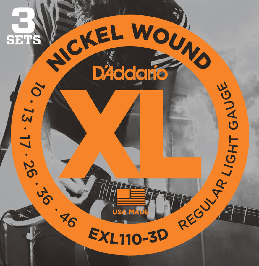 D'addario Nickel Plated Steel Wound Electric Strings 010-046 | 3 Pack - EXL1103D