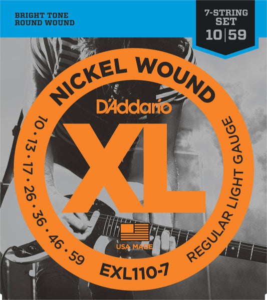 D'addario 7 String Nickel Plated Steel Wound Electric Strings 010-059 - EXL1107
