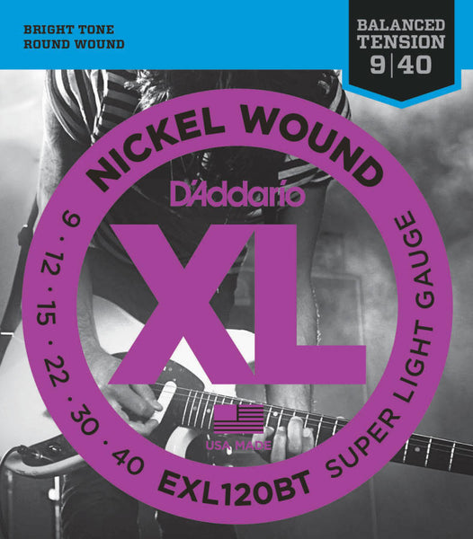 D'addario Balanced Tension Nickel Plated Steel Wound Electric Strings 009-040 - EXL120BT