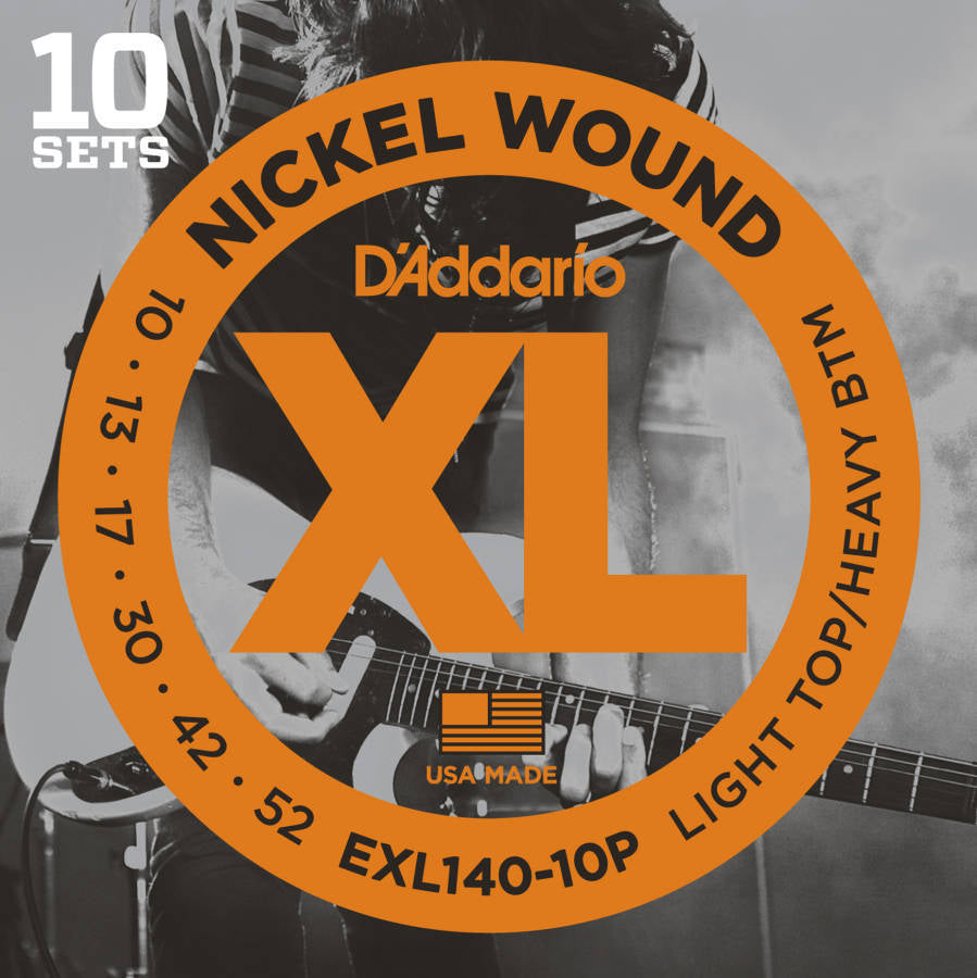 D'addario Nickel Plated Steel Wound Electric Strings Light Top Heavy Bottom 010-052 | 010 Pack - EXL14010P