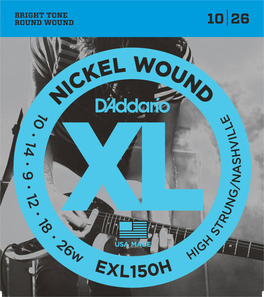 D'addario Nashville Tuning Nickel Plated Steel Wound Electric Strings 010-026 - EXL150H