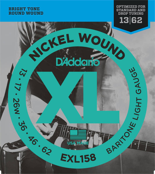 D'addario Baritone Nickel Plated Steel Wound Electric Strings 013-062 - EXL158