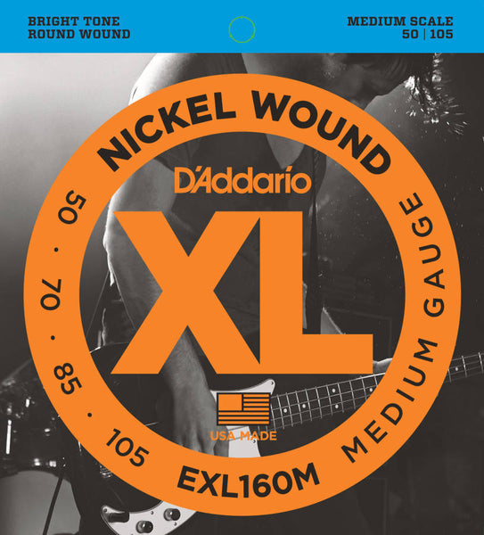 D'addario EXL160M Nickel Wound Medium Scale Bass Strings 050-105