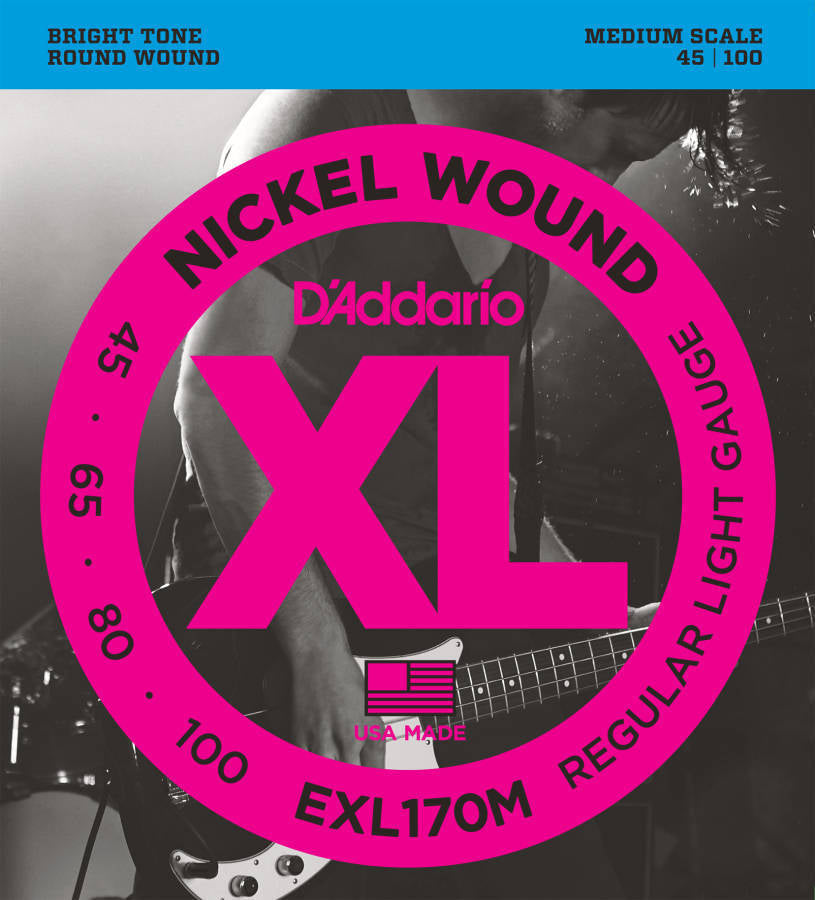 D'addario EXL170M Nickel Wound Medium Scale Strings Bass Strings 045-100