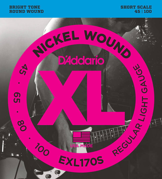 D'addario EXL170S Nickel Wound Short Scale Strings Bass Strings 045-100