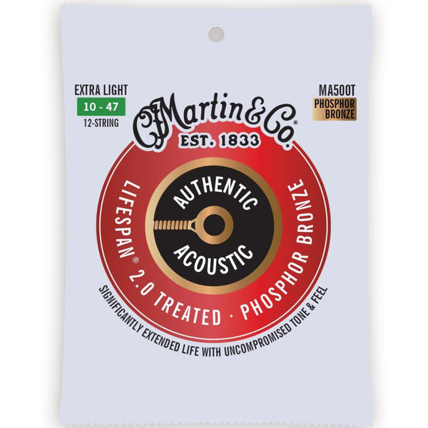 Martin Authentic Phos Bronze 12 String Treated Extra Light Acoustic Strings - MA500T