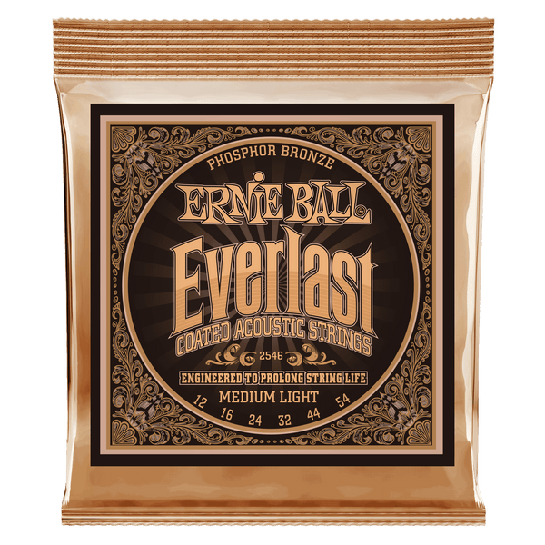 Ernie Ball Everlast Phosphor Bronze Coated Med-Light Acoustic Strings 012-054 - 2546EB