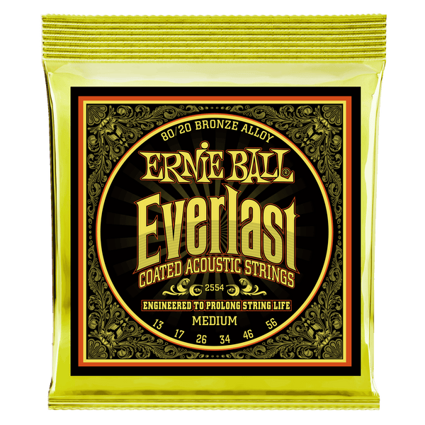 Ernie Ball Everlast 80/20 Bronze Coated Medium Acoustic Strings 013-056 - 2554EB