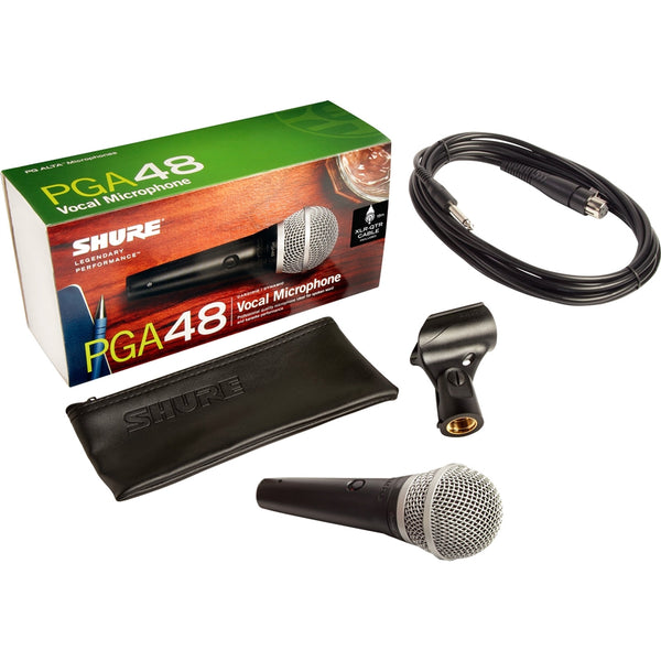 Shure PGA48QTR Cardioid Dynamic Vocal Microphone w/Switch and 15' 1/4 Cable