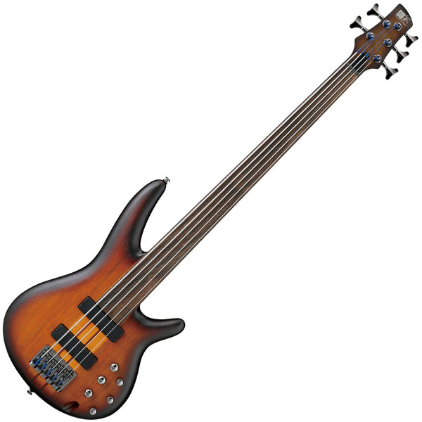 Ibanez SR Workshop Fretless 5 String Electric Bass in Brown Burst Flat - SRF705BBF