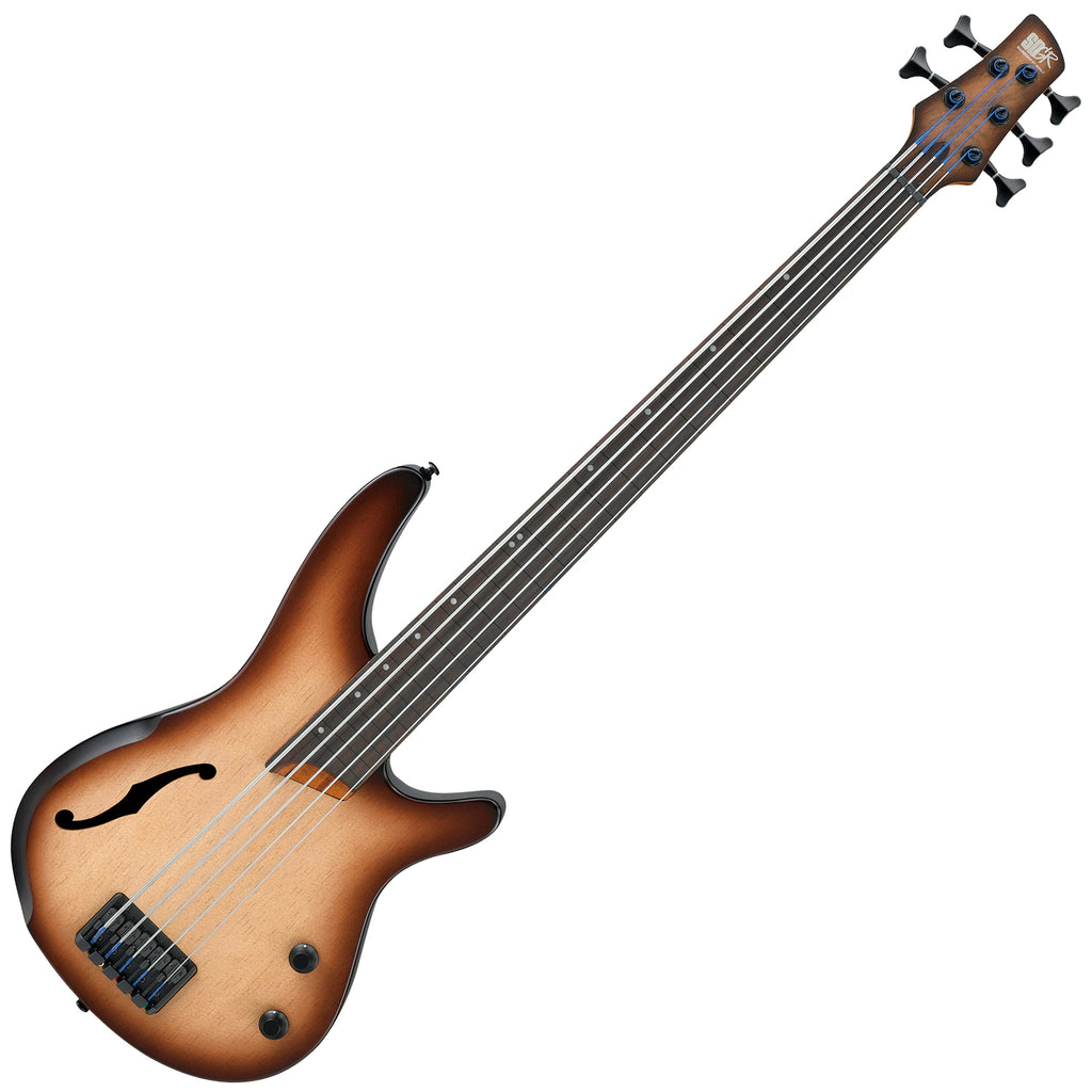 Ibanez SR Electric Bass Workshop Fretless 5 String Electric Bass Hollow Body in Natural Browned - SRH505FNNF