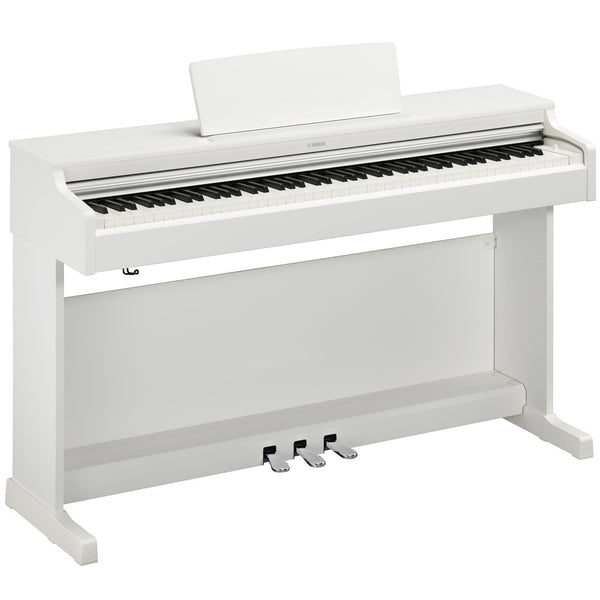 Yamaha 88 Weighted Key Digital Piano 20w x 2 w/3 Pedal Stand Bench & Power Supply in White - YDP165WH