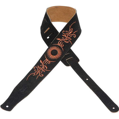 Levys 2-1/2" Suede Guitar Strap with Embroidered Design - MS26E005