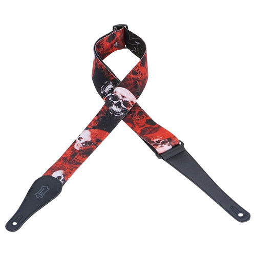 Levys 2" Sonic-Art Polyester Guitar Strap - Red Skulls - MPS2093