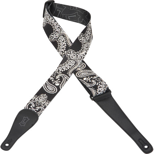 Levys 2" Sonic-Art Polyester Guitar Strap - Black & White Paisley - MPS2100