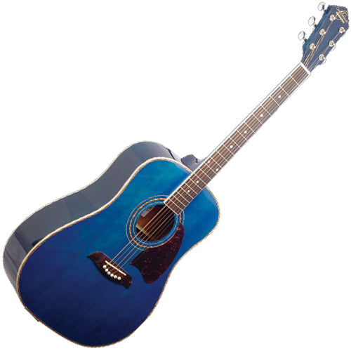 Oscar Schmidt Dreadnought Acoustic Guitar in Transparent Blue - OG2TBLA