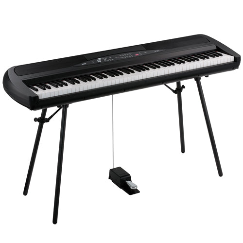 Korg 88 Key Digital Piano w/Stand and Pedal in Black- SP280BK | BENCH EXTRA