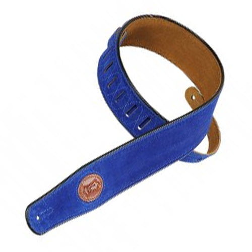Levys 2-12" Signature Series Suede Guitar Strap w/ Piping in Royal Blue - MSS3ROY