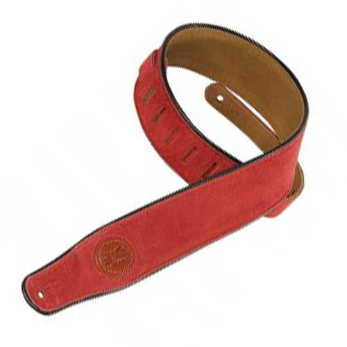 Levys 2-12" Signature Series Suede Guitar Strap w/ Piping in Red - MSS3RED