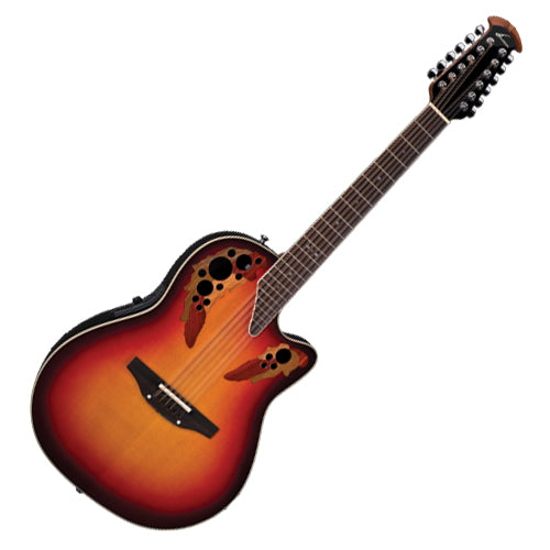 Ovation Standard Elite Series Acoustic Electric 12 String Deep Contour in New England Burst - 2758AXNEB