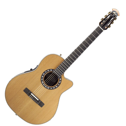 Ovation Pro Nylon Acoustic Electric Mid Depth Bowl Cedar Top in Natural - 1773AX4
