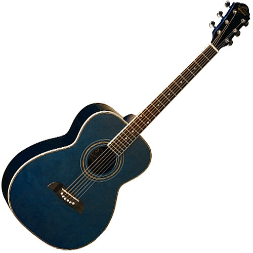 Oscar Schmidt Folk Size Acoustic Guitar in Transparent Blue - OF2TBLA
