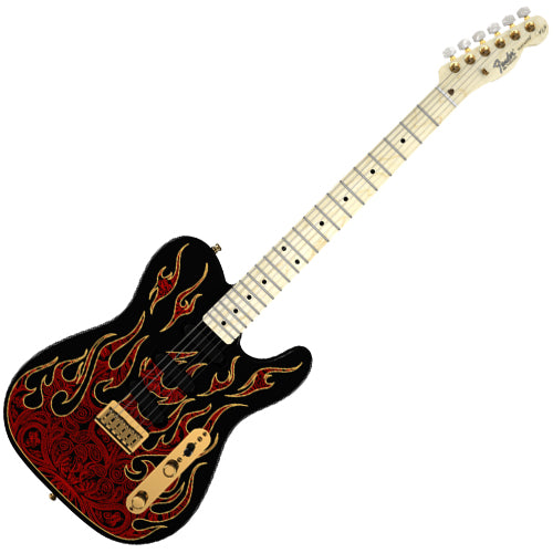 Fender James Burton Telecaster Electric Guitar Maple Fingerboard in Red Paisley Flames - 0108602887