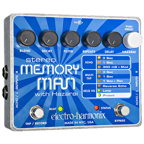 ElectroHarmonix STMEMMANHAZARAI Stereo Memory Man With Hazarai Digital Delay Looper Effects Pedal