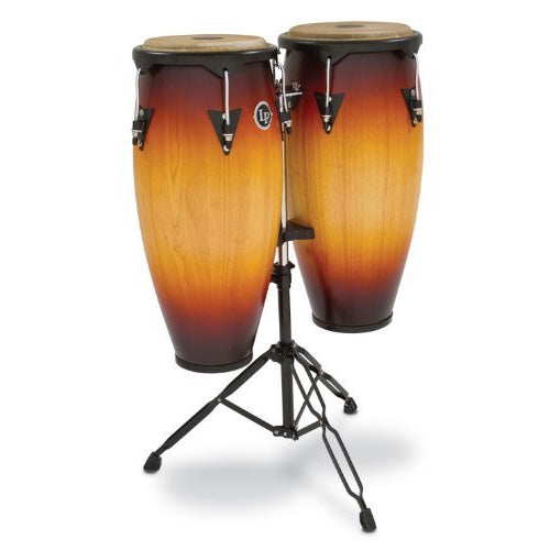 Latin Percussion Wood Conga Set with Double Stand in Vintage Sunburst - LP646NYVSB