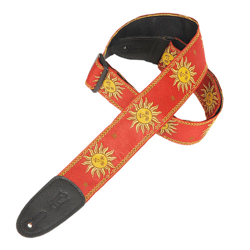 Levys 2" Jacquard Weave Guitar Strap with Sun Design in Red - MPJGSUNRED