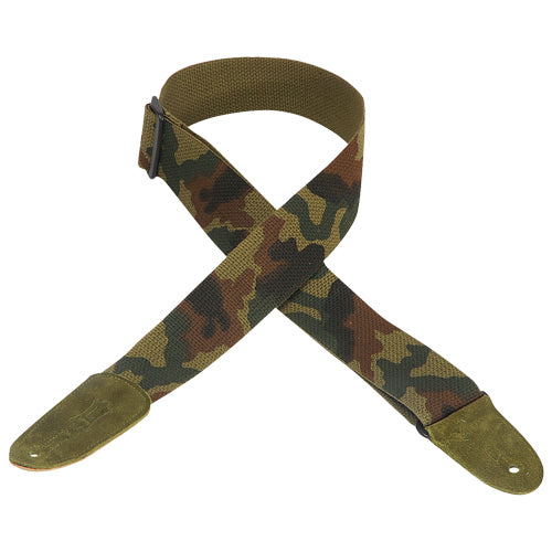 Levys 2" Cotton Guitar Strap w/ Suede Ends in Camouflage - MC8CAM