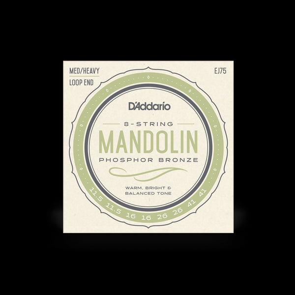 D'addario Phosphor Bronze Medium/Heavy Loop End Mandolin Strings - EJ75