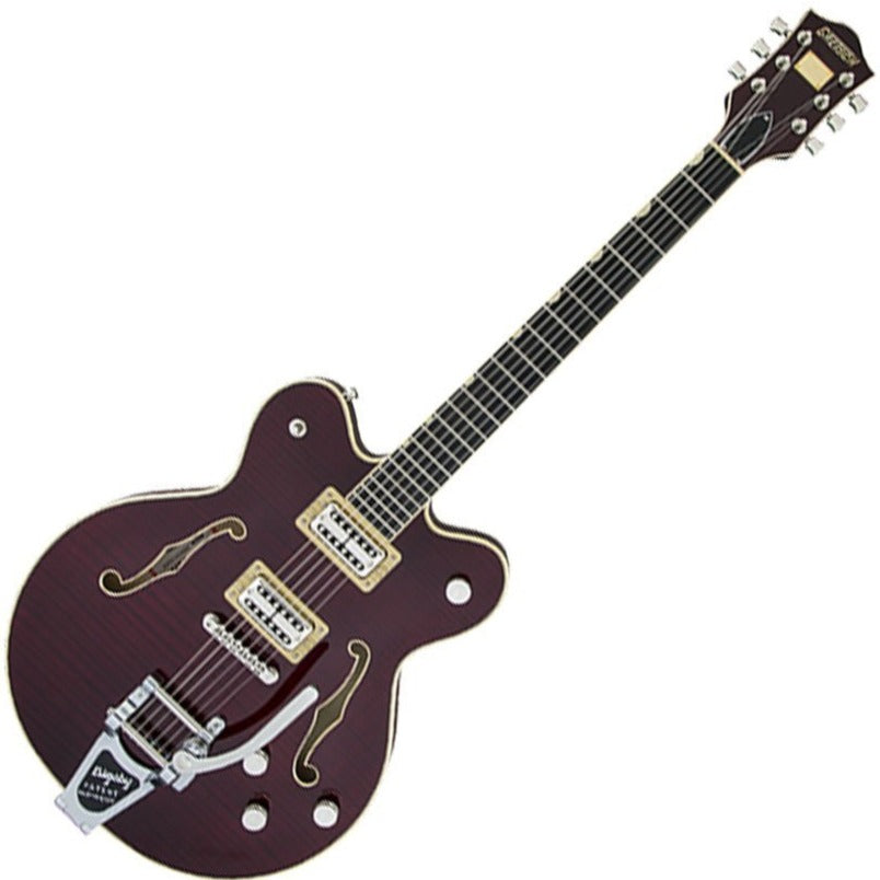 Gretsch Players Edition Broadkaster Flame Maple Hollow Body Bigsby in Dark Cherry Stain Electric Guitar w/Case - G6609TFM