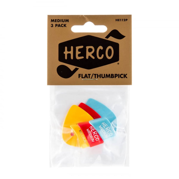 Herco HE112P Medium Flat Thumbpick Player Pack - 3 pack